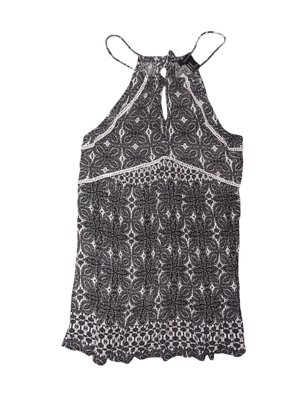 Forever 21 Black & White Printed Halter Mini Dress